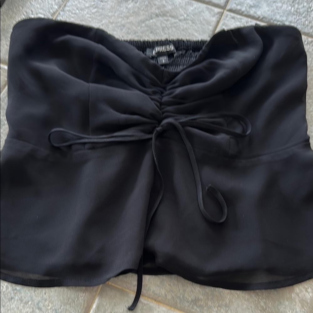 Black Ruched Crop Top